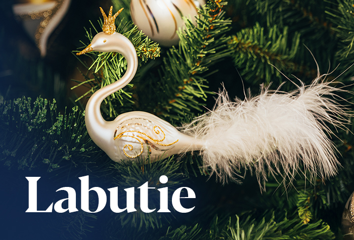 Banner - Sklenené vianočné ozdoby – kolekcia Labutie páry