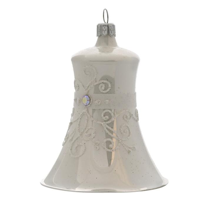 Biely porcelánový zvonček s kamienkom, 1 kus