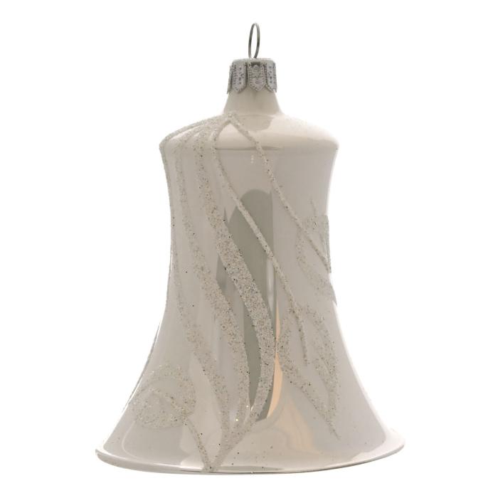 Biely porcelánový zvonček s listami, 1 kus