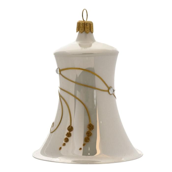 Biely porcelánový zvonček s plodmi hojnosti, 1 kus