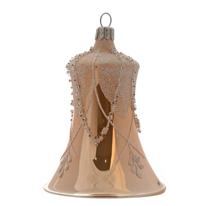 Zvonček z oranžového porcelánu s vetvičkou, 1 kus