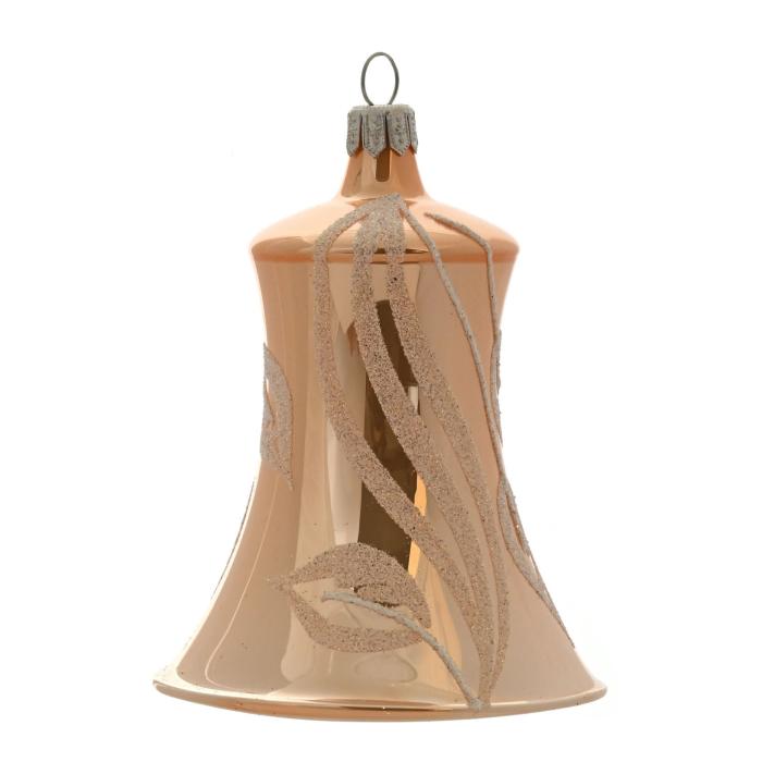 Zvonček z oranžového porcelánu s listami, 1 kus