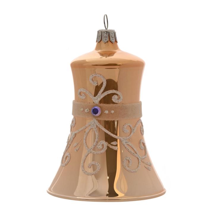 Zvonček oranžový porcelánový s kamienkom, 1 kus