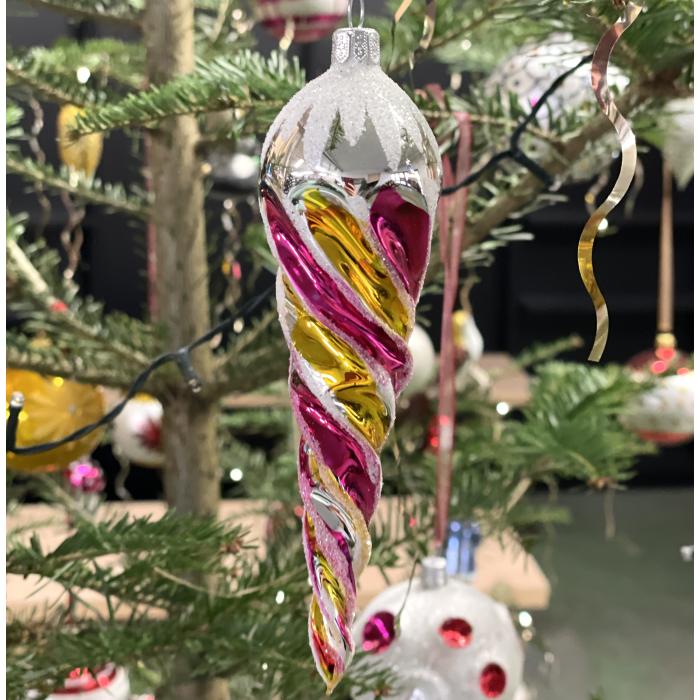 Sklenené vianočné ozdoby Retro - Retro sople, 8 ks