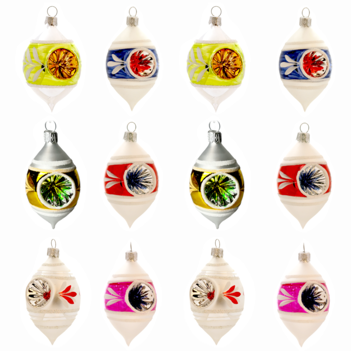 Sklenené vianočné ozdoby Retro - Olive, 12 ks