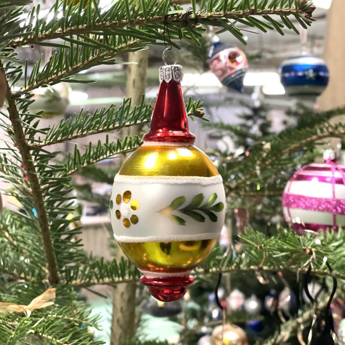 Sklenené vianočné ozdoby Retro - kvapky s čipom, 4 ks