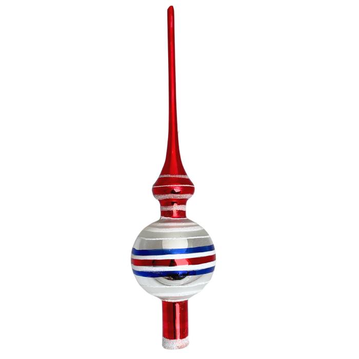 Sklenené vianočné ozdoby Domovina - Špica s prúžkami, 1 ks