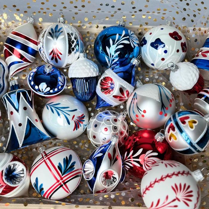 Sklenené vianočné ozdoby Domovina - Hrot s kvetom, 1 ks