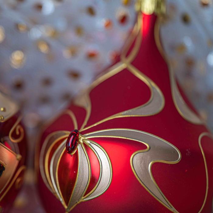 Vianočná ozdoba Secese - fľaša z brokátu fialovo-červená, 1 ks