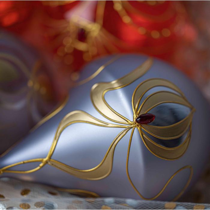 Vianočná ozdoba Secese - fľaša z brokátu fialová, 1 kus