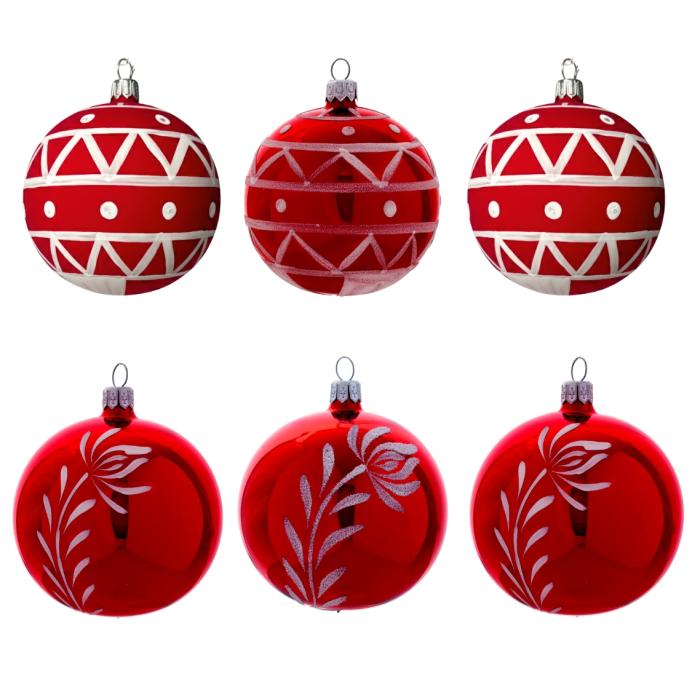 Sklenené vianočné ozdoby Domovina - Flakóny s kačičkou a pivóniou, 6 ks