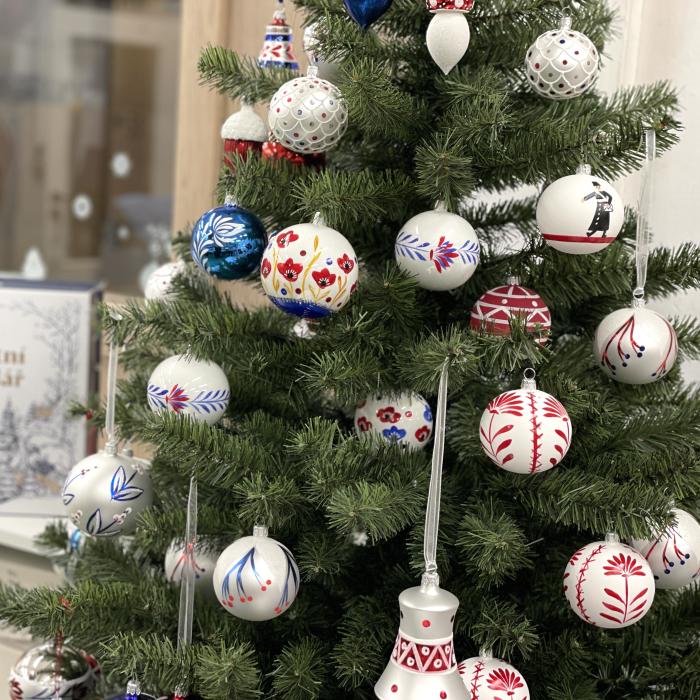 Sklenené vianočné ozdoby Domovina - Flakóny s kačičkou a pivóniou, 6 ks