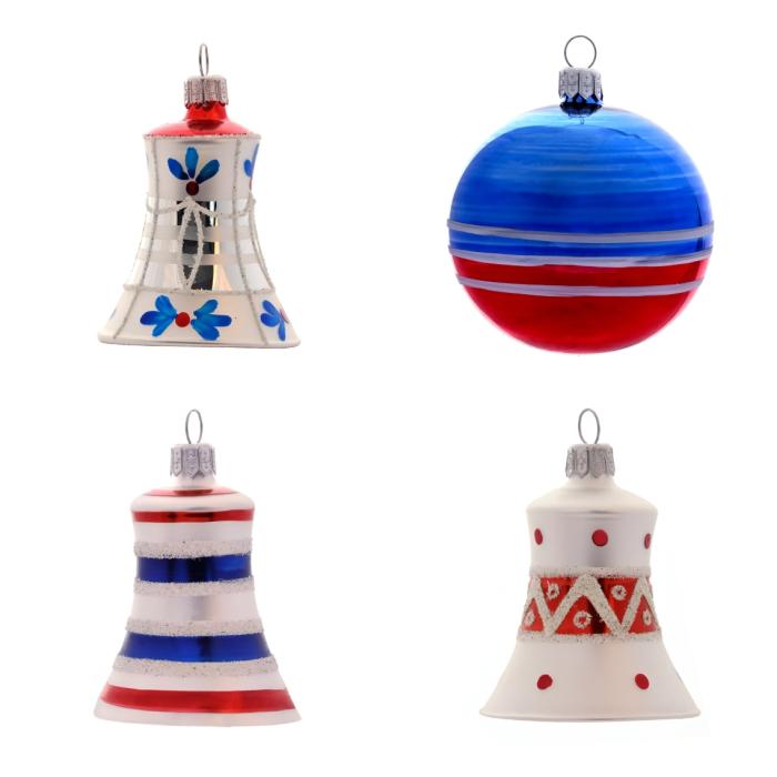 Sklenené vianočné ozdoby Domovina - Zvončeky, 4 ks