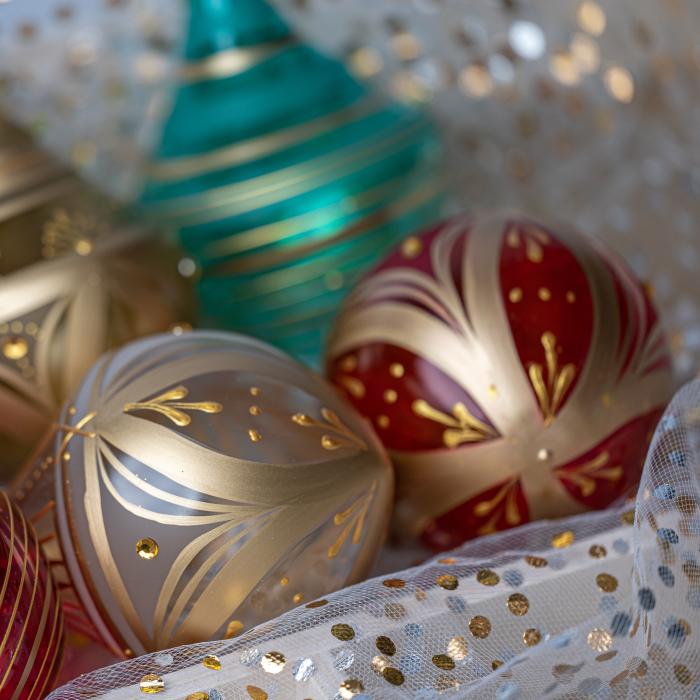 Vianočná dekorácia Secese - Flakón číry biely s trsmi, 1 kus