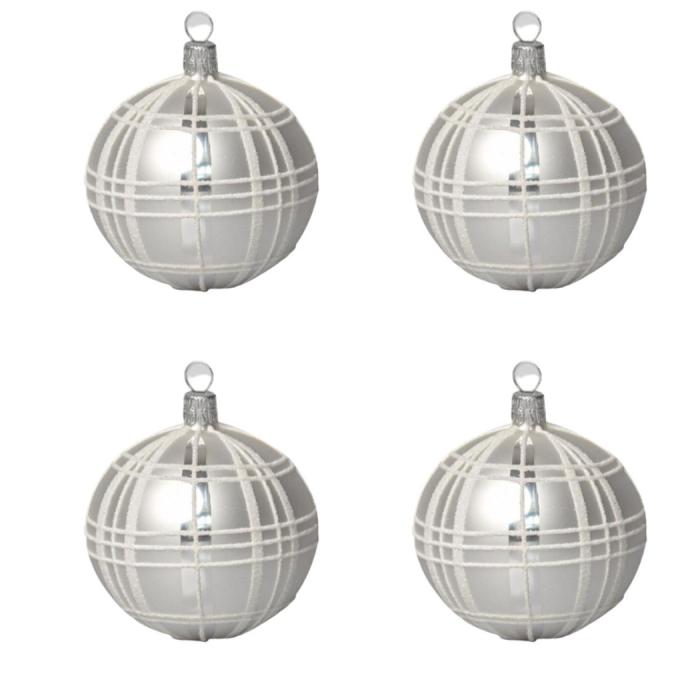 Sklenené vianočné ozdoby basic Bianco - Bianco canaphasy matt, 4 ks