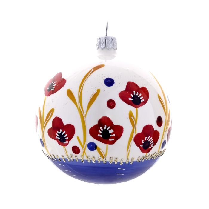 Sklenené vianočné ozdoby Domov - Maky v modrom poli