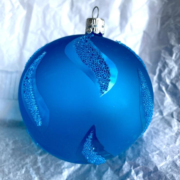 Modrá priehľadná baňka s esami, 1 ks, 1 ks