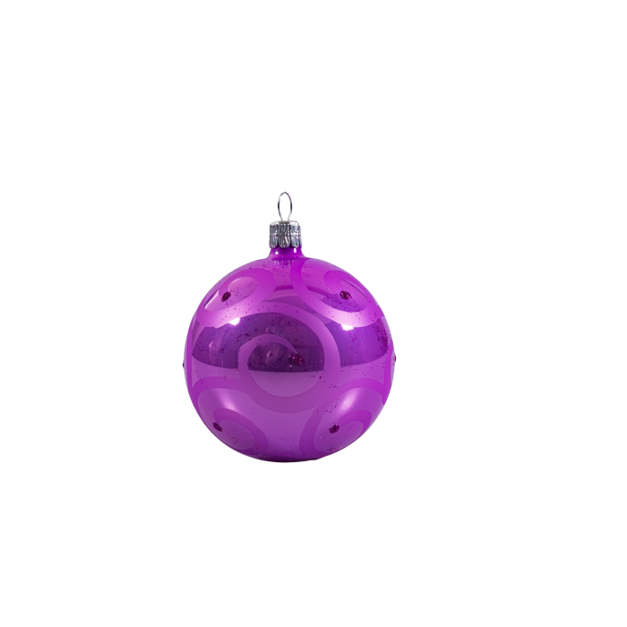 Sklenené vianočné ozdoby basic Lila - Lila snow set, 4 ks