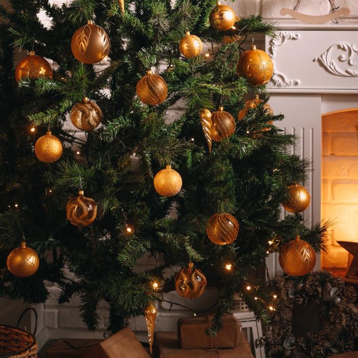 Sklenené vianočné ozdoby základné Sunshine - štvorlístky Sunshine s ozdobami, 4 ks