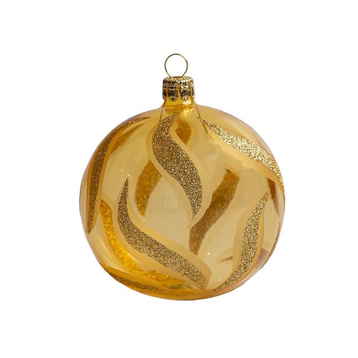 Sklenené vianočné ozdoby základné Sunshine - Sunshine s točenou ozdobou, 6 ks