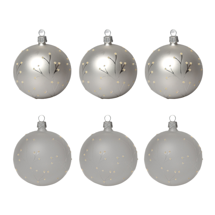 Sklenené vianočné ozdoby basic Bianco - Bianco vetvičky, 6 ks