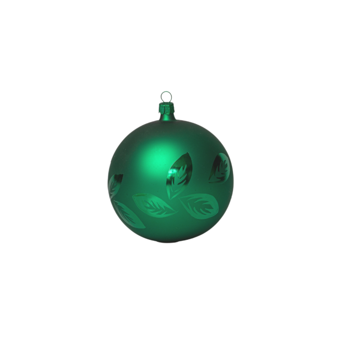 Sklenené vianočné ozdoby basic Green - Zelené listy, 4 ks