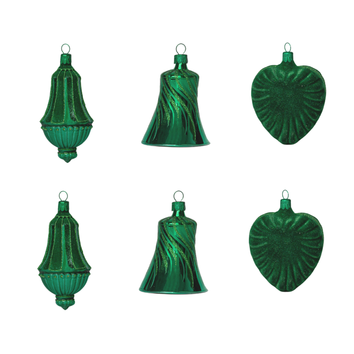 Sklenené vianočné ozdoby basic Green - Green lantern, 6 ks