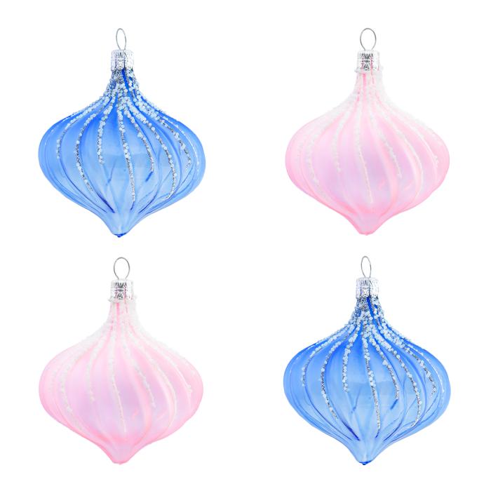 Sada sklenených vianočných ozdôb - cibuľa, 4 ks