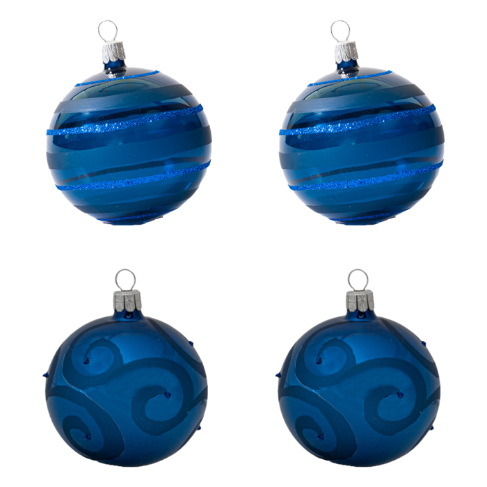 Sklenené vianočné ozdoby základné Oceán - Oceán búrlivé more, 4 ks