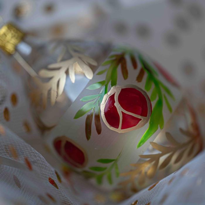 Sada vianočných dekorácií secesné vitráže s olivami, 12 ks