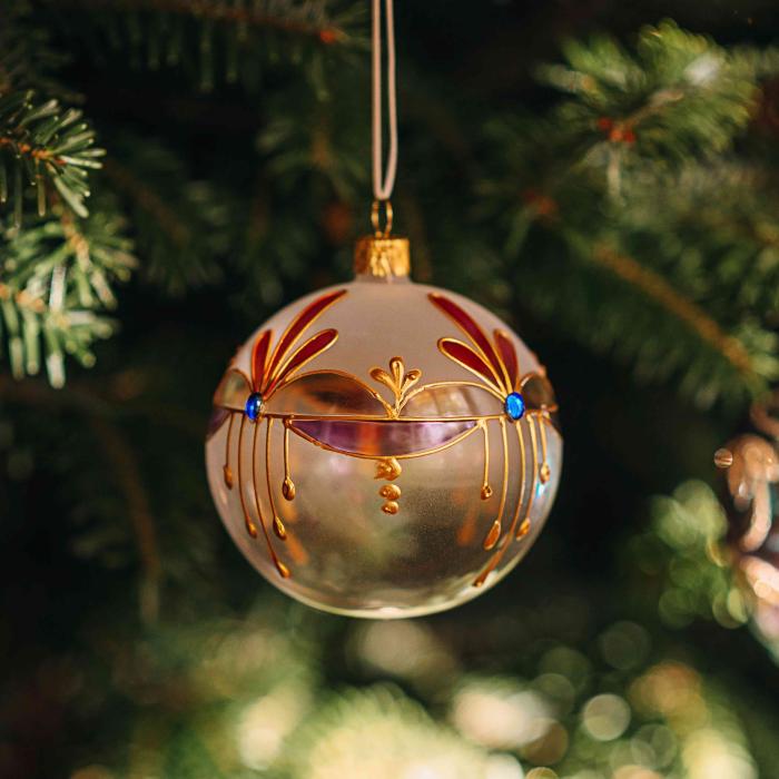 Sada vianočných dekorácií secesné diadémy s geometrickými baňami, 6 ks