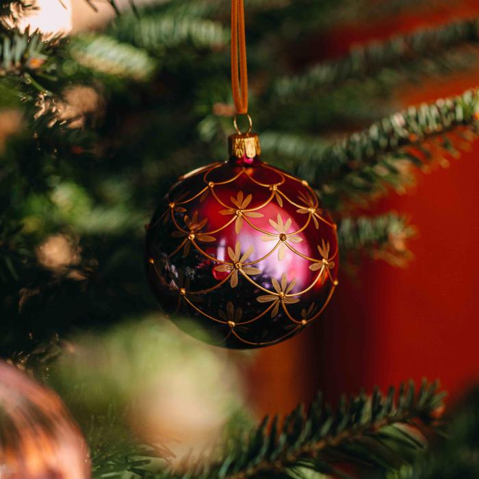 Sada vianočných ozdôb Secese so srdiečkami, 6 ks