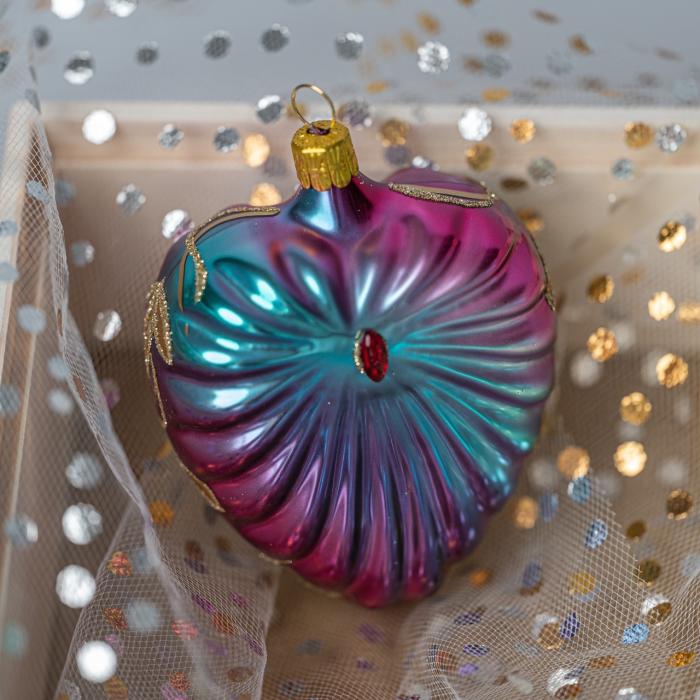 Sada vianočných ozdôb Secese so srdiečkami, 6 ks