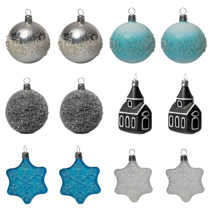 Veľká sada vianočných ozdôb Skógar 12 ks
