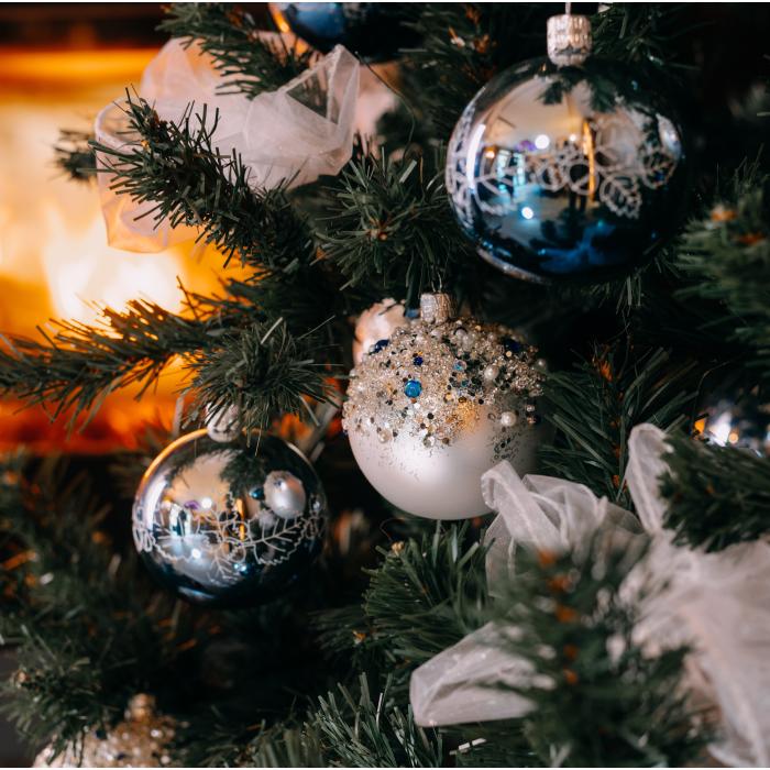 Sada sklenených vianočných ozdôb - veľké gule, 4 ks