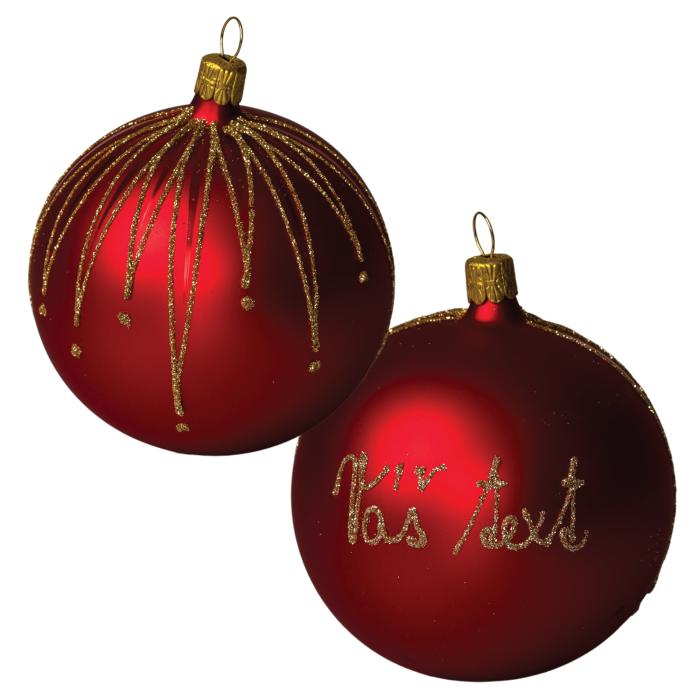 Sklenený ornament s menom / textom - zlaté lúče (8 cm)