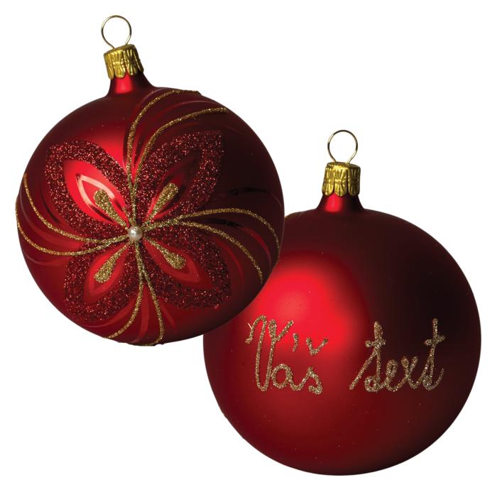 Sklenená ozdoba s menom / textom - zlaté motýle (8 cm)