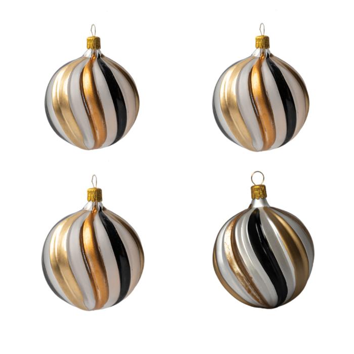 Sada vianočných dekorácií Secese - porcelánová banka, matná a číra, 4 ks