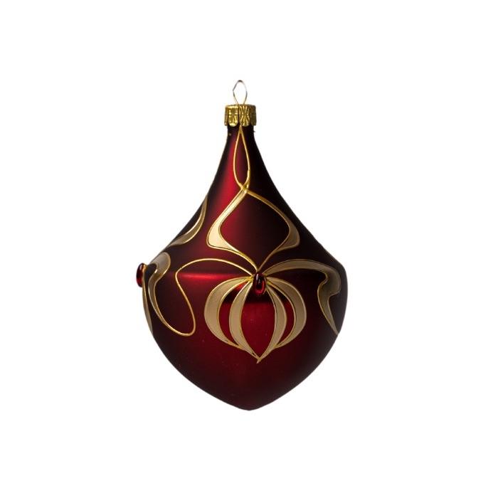 Vianočná ozdoba Secese - brokátová fľaša tmavočervená, 1 kus