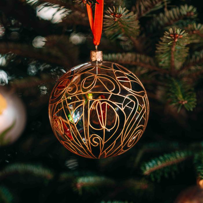 Vianočná dekorácia Art Nouveau - farebná vitrážová lipa, 1 ks