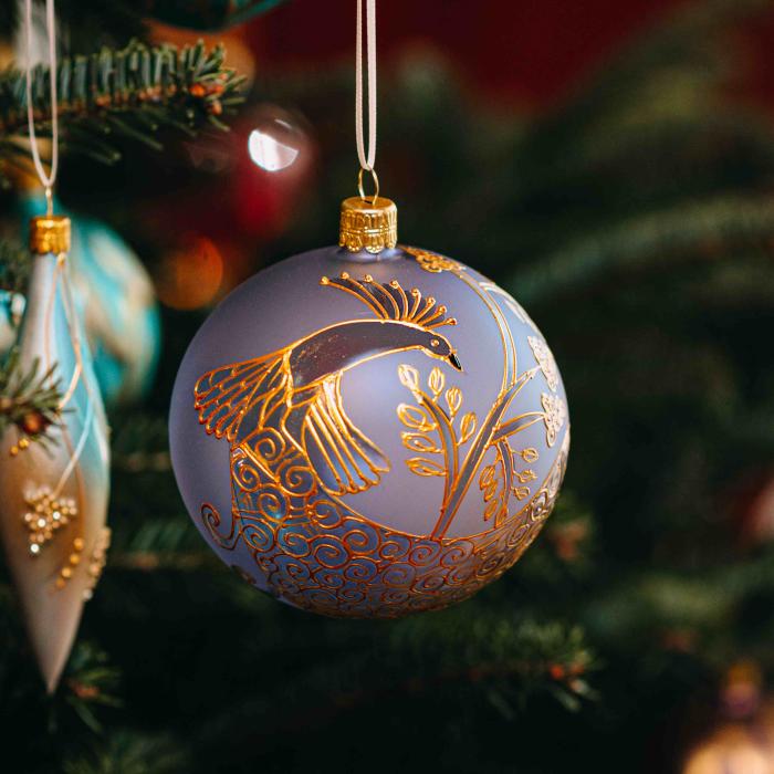Vianočná ozdoba Secese s pávom 1ks