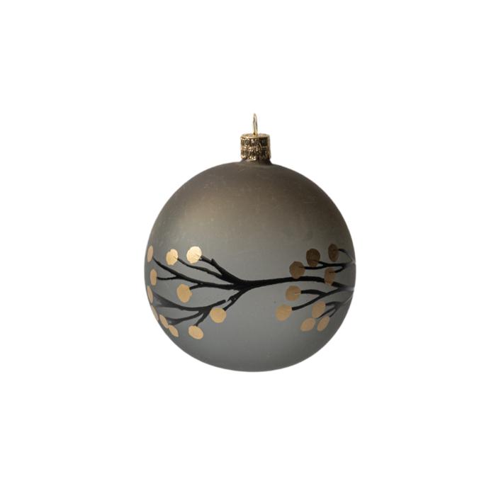 Vianočná ozdoba Secese so zlatými bobuľami sivá 1ks