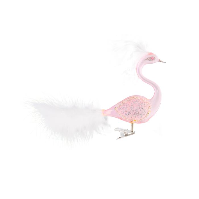 Sada sklenených vianočných ozdôb - Labute ružové, 3 ks