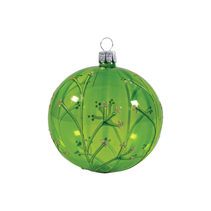 Sklenené vianočné ozdoby základné Mach - Machové gule zdobené, 6 ks