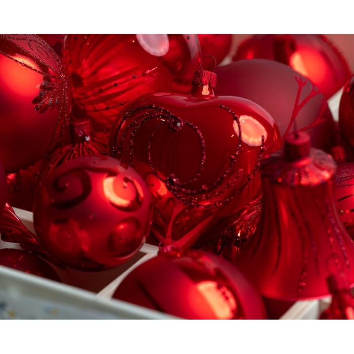 Sklenená ozdoba - Srdce veľké zdobené šatónmi