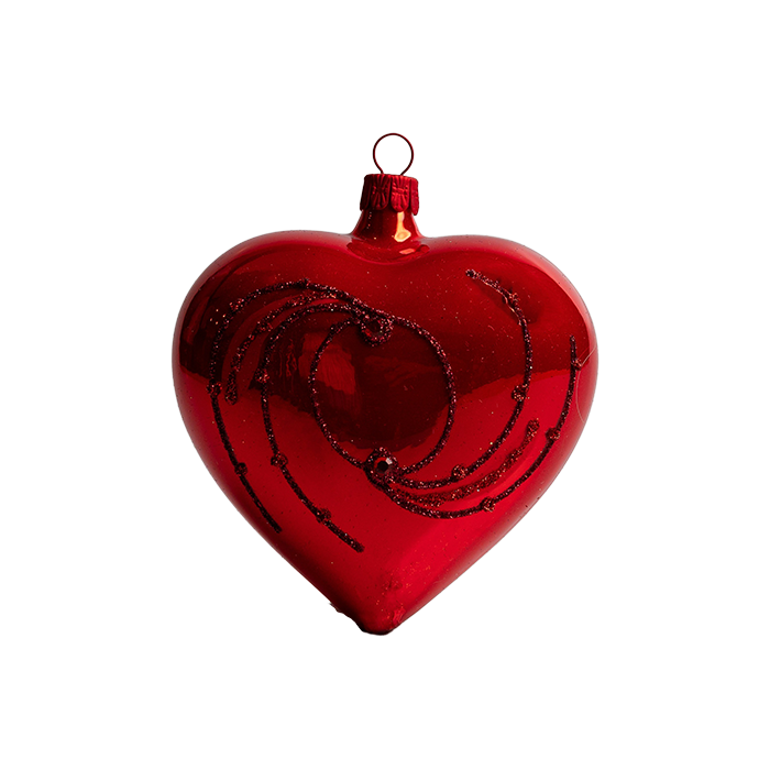 Sklenená ozdoba - Srdce veľké zdobené šatónmi