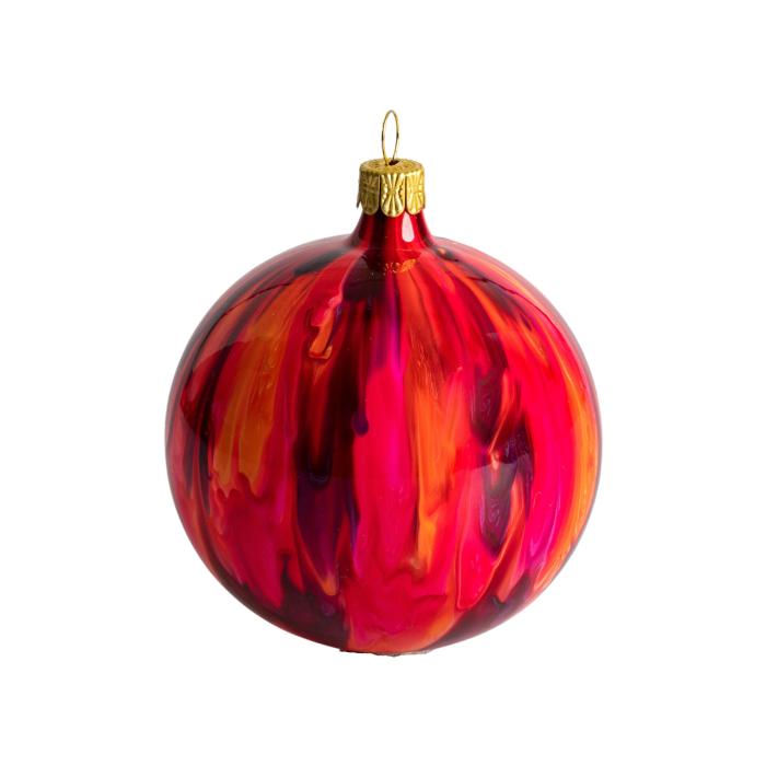 Vianočná sklenená ozdoba - Veselá guľa Kahuri (8cm)