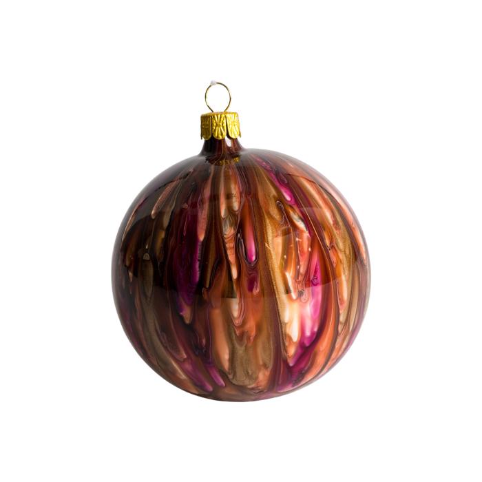 Vianočná sklenená ozdoba - Veselá guľa Kahuri tmavá (8cm)