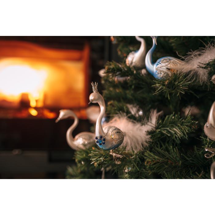 Sada sklenených vianočných ozdôb - Labute, 3 ks