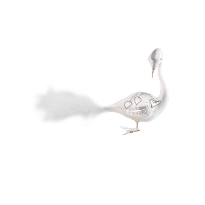 Sada sklenených vianočných ozdôb - labuť s hlavou na stranu, 3 ks